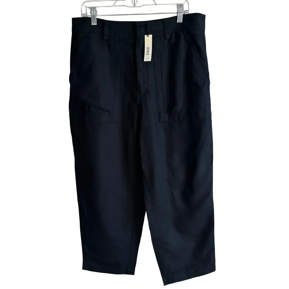 Banana Republic Mya Cotton Linen Cargo Pant Black 14 882900